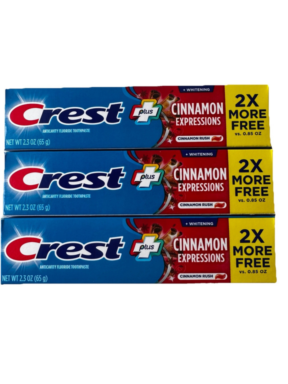 Crest Complete Plus Anticavity Cinnamon Toothpaste - 2.3 oz (65g) Pack of 3